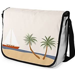 Bonamaison Digitaal bedrukte Messenger schooltas met zwarte riem voor studenten, crossbody tas, koerierstas, schoudertas voor kinderen, meisjes, jongens, maat: 29x36 cm