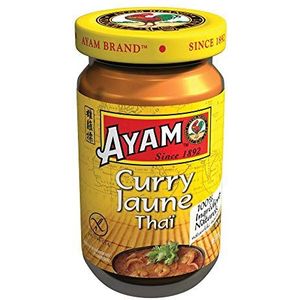 AYAM™ Gele currypasta, 100% natuurlijke ingrediënten, authentieke smaken, gemakkelijk te koken, Thaise curry, gezonde voeding, glutenvrij, lactosevrij, zonder conserveringsmiddelen, 100 g, 4 stuks