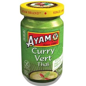 AYAM Curry Thai Curry-pasta, groen, 100% natuurlijke ingrediënten, authentieke smaken, gemakkelijk te koken, curry Thai, gezonde voeding, glutenvrij, lactosevrij, zonder conserveringsmiddelen, 100 g, 4 stuks