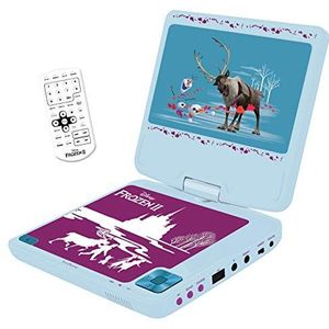 Lexibook, Frozen, Draagbare DVD-speler, 7” roterend scherm voor kinderen, Afstandsbediening, Autolader, USB-poort, oplaadbare batterij, blauw/paars, DVDP6FZ