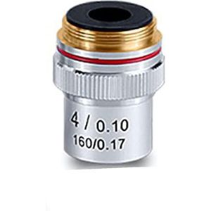 Lab Verbruiksartikelen Microscopen Lens 4X 10X 20X 40X 60X 100X (olie) Achromatische Objectieve Lens Zilver Zwart Shell Lens Adapter (Beschrijving: 4X, Warna: Zilver)