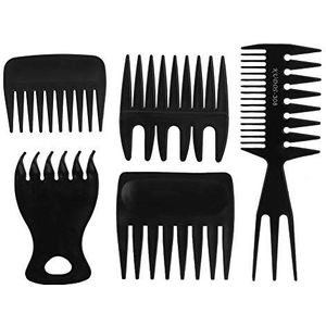 Haar Kam Voor Mannen, 5 stks Retro Vette Haar Kappers Kam Draagbare Brede Tanden Kapsel Kam Professionele Haarverzorging Styling Tools Kit
