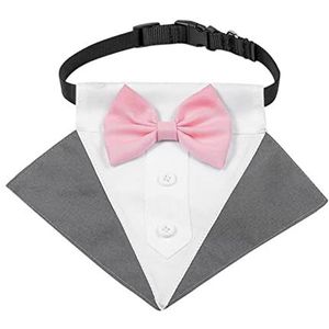 Halsband voor huisdieren Verstelbare Britse stijl hond bandana's kat hond gentleman sjaal strikje kraag strik bruiloft pak huisdier verzorgen accessoires Reflecterende halsbanden (Color : Grey, Size