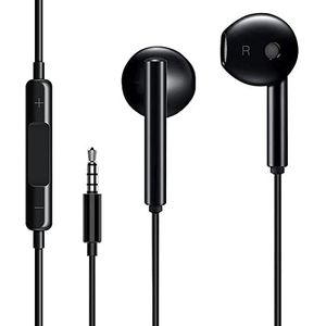 In-ear hoofdtelefoon met kabel, 2-pack, 3,5 mm hifi-audio, stereo-oortelefoon, met microfoon en volumeregeling, compatibel met Huawei, Samsung, lichte hoofdtelefoon met volumeregelaar, 3,5 mm jack