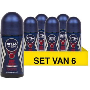 Nivea Deo Roller Men Dry Impact Plus - Deodorant - 6x 50 ml - Voordeelverpakking