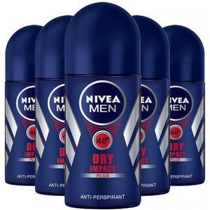 Nivea Deo Roller Men Dry Impact Plus - Deodorant - 6x 50 ml - Voordeelverpakking