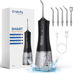 Intelectro Waterflosser - Ultieme Draadloze Mondsproeier met Verwijderbare Watercontainer voor Optimale Mondverzorging! - Waterflosser - Draadloos - 30 Dagen Batterijduur - Verschillende Modi & Opzetstukken - Zwart - Levering Sneller dan Aangegeven!