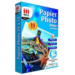 Fotopapier, fotopapier, A6, DIN A6, printerpapier, fotodruk, fotopapier, Eco Pack vellen, glanzend fotopapier, DIN A6, 200 g/m², 80 vellen