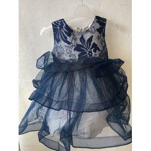 baby meisjes jurk - prinsessenjurk - donker blauw - tule - party jurk - Feestjurk - Maat - 116