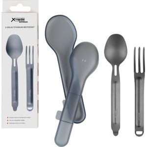 Lichtgewicht Titanium Bestekset 2-delig Spork Mes Vork Lepel Roestvrijstaal Outdoor Campingbestek