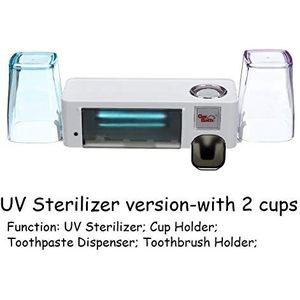 UV Tandenborstel Sterilisator Tandenborstelhouder Automatische Tandpasta Squeezers Dispenser badkamer opberg badkameraccessoires Set (Color : UV Sterilizer 2 cups)