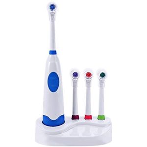 1 Set Nieuwe Design Batterij Operated Elektrische Tandenborstel Waterdichte Tandheelkundige Zorg Draaiende Tandenborstel Hoofden + 3 Nozzles Orale Hygiëne (Color : Blue)