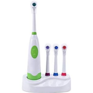 1 Set Nieuwe Design Batterij Operated Elektrische Tandenborstel Waterdichte Tandheelkundige Zorg Draaiende Tandenborstel Hoofden + 3 Nozzles Orale Hygiëne (Color : Green)