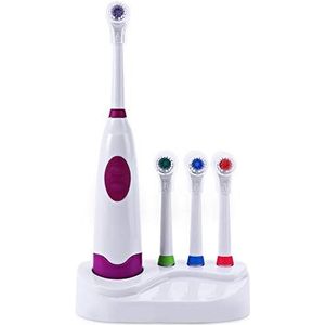 1 Set Nieuwe Design Batterij Operated Elektrische Tandenborstel Waterdichte Tandheelkundige Zorg Draaiende Tandenborstel Hoofden + 3 Nozzles Orale Hygiëne (Color : Purple)