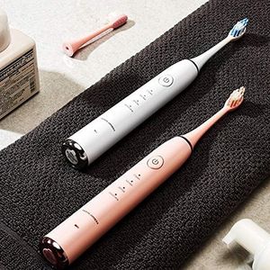 Elektrische tandenborstel sonische vibrator oplaadbare waterdichte ultrasone tandborstel volwassen tanden bleken 10 borstel hoofd Beste geschenk (Color : Pink)