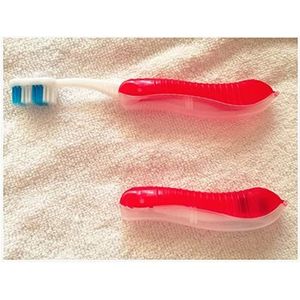 2018 nieuwe opvouwbare 1 st reizen tandenborstel vervanging draagbare zachte borstel tandenborstel camping vakantie outdoor tandenborstel (Color : Red)