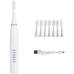 Krachtige elektrische tandenborstel oplaadbare trillingen 28000-31000 / min ultrasone wasbare elektronische whitening waterdichte tanden (Color : White)