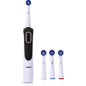 Roterende elektrische tandenborstel 4 vervangbare hoofden droge batterij aangedreven tandenborstel orale hygiëne borstel tanden schoon (Color : Black)