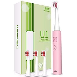 Elektrische tandenborstel met 4 hoofden Ultrasone tandheelkundige elektronische tandenborstels USB-oplaadbare timerborstel (Color : Purple)