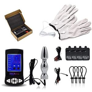 Sgtong  Electro   Stimulation Sex Kit Verstelbare Electro Shock Set Met Electric Shock Anaal Plug Ring Voor Hem En Handschoen Stimulatie Apparaat Sex Sm Sex Toys Voor M