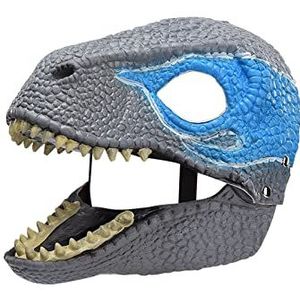 BestAlice Film-geïnspireerd dinosaurusmasker met openingskaak, realistische textuur en kleur, oog en veilige riem, dinosaurusmasker dinosaurus speelgoed hoofd (blauw)