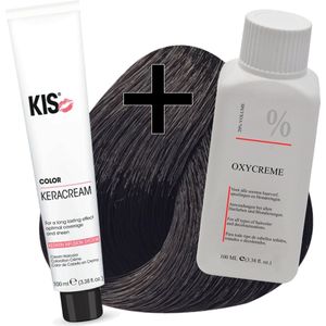 KIS haarverfset - 3N Donkerbruin  - haarverf & waterstofperoxide