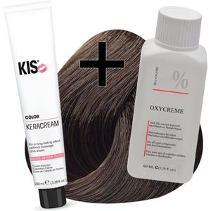 KIS haarverfset - 4G Middel goudbruin  - haarverf & waterstofperoxide