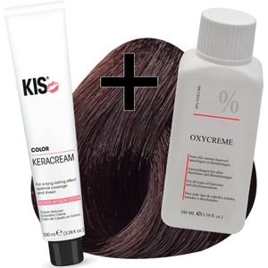 KIS haarverfset - 4RM Donker rood mahonie  - haarverf & waterstofperoxide
