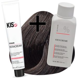 KIS haarverfset - 5A Licht asbruin  - haarverf & waterstofperoxide