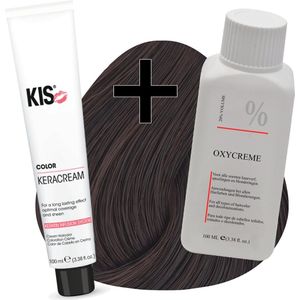 KIS haarverfset - 5H Licht hazelnoot bruin  - haarverf & waterstofperoxide