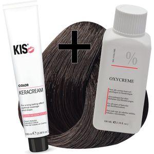 KIS haarverfset - 5MN Licht mat bruin  - haarverf & waterstofperoxide