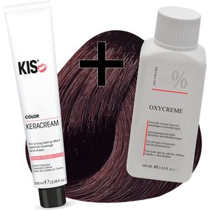KIS haarverfset - 5RV Donker rood violet  - haarverf & waterstofperoxide