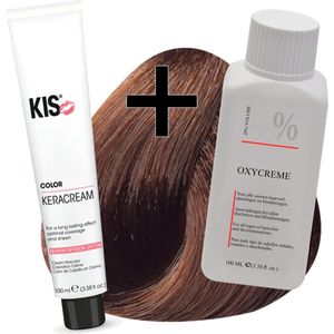 KIS haarverfset - 6CB Donker chocolade blond  - haarverf & waterstofperoxide