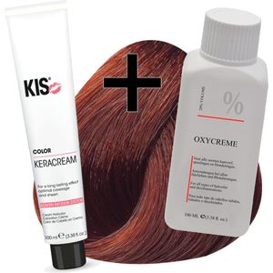 KIS haarverfset - 6KG Donker koper goudblond  - haarverf & waterstofperoxide