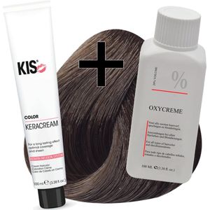 KIS haarverfset - 6MN Donker mat blond  - haarverf & waterstofperoxide