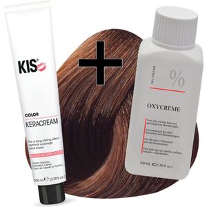 KIS haarverfset - 7RT Middel rood tabak  - haarverf & waterstofperoxide