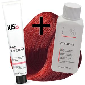KIS haarverfset - 8R Vlammend rood  - haarverf & waterstofperoxide