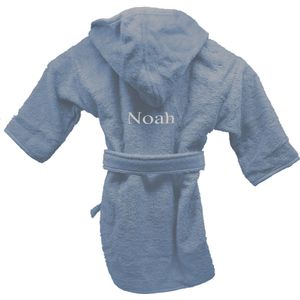 Badjas uni line 4-6jr - grey/blue  - met GRATIS geborduurde naam