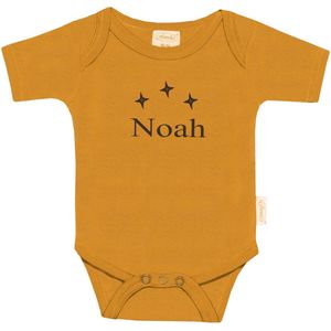 rompertje uni line - 62-68 - ochre  - met EIGEN naam