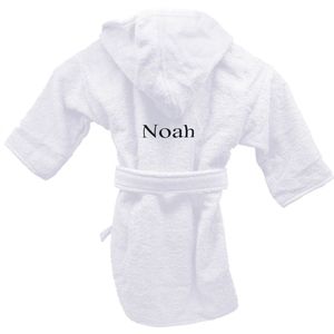 Badjas uni line wit 1-2jr - 1 stuk Met GRATIS uw naam er op geborduurd | Borduurservice Valkenburg