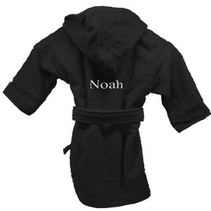 Badjas uni line zwart 1-2jr - 1 stuk Met GRATIS uw naam er op geborduurd | Borduurservice Valkenburg