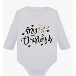 Kerst rompertje wit lange mouw my first christmas maat 56 -1 tot 2 maanden