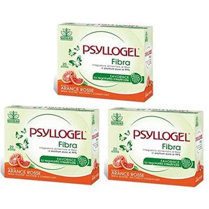 BUYFARMA PROMO PACK - 3 x Psyllogel 99% pure psyllium vezel smaak rode oranje - bevordert de gelijkmatigheid van de darm - 60 zakjes + verrassingscadeau
