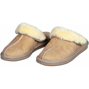 Van Buren – Dames Pantoffel Instapper – Camel – Lamsvacht – Maat 40 – Rubberen Zool