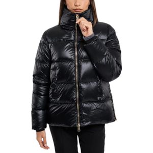 People of Shibuya, Jassen, Dames, Zwart, XS, Polyester, Zwarte Gewatteerde Donsjas met Reflecterende Details