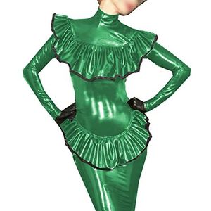 Dames Ruches Leer Pvc Avond Avondje Uit Feestpakket Hip Evenement Jurk,groen,7XL