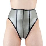 Zilver en zwart Sexy Mid Taille Latex Slips met Voor naar Terug Kruis Rits Rubberen Slipje Shorts, Zwart met Roze, Mannelijk L