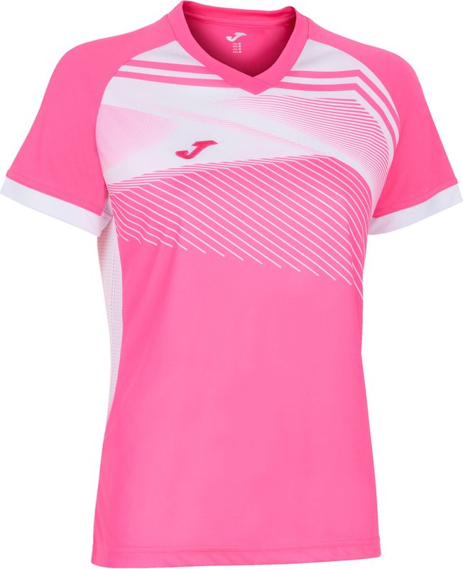 Joma Supernova II Shirt Korte Mouw Dames - Fluo Roze Wit