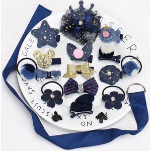 18 Haarspelden - Haarelastiekjes - Haaraccessoires - Haarclips - Voor baby's en meisjes - Donkerblauw - 18 stuks
