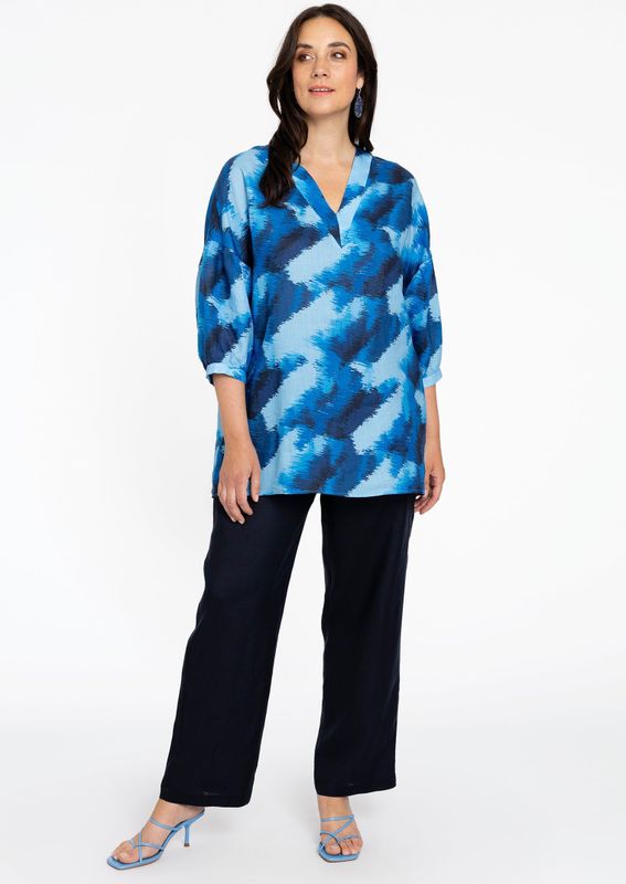 YOEK - Broek - Nachtblauw - Linnen - Loosefit - Mid Waist